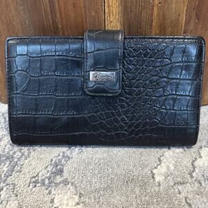 Ladies Buxton Croco Zip wallet, Black
